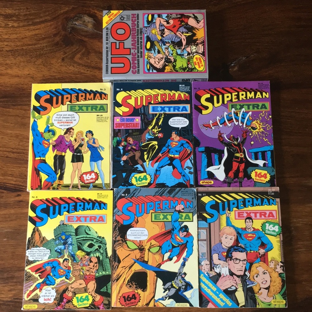 Superman Extra Comic Book Set of 7 Vintage Comics All German Language Editions